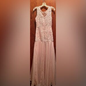 Blush Pink Embroidered Lace Bodice Gown